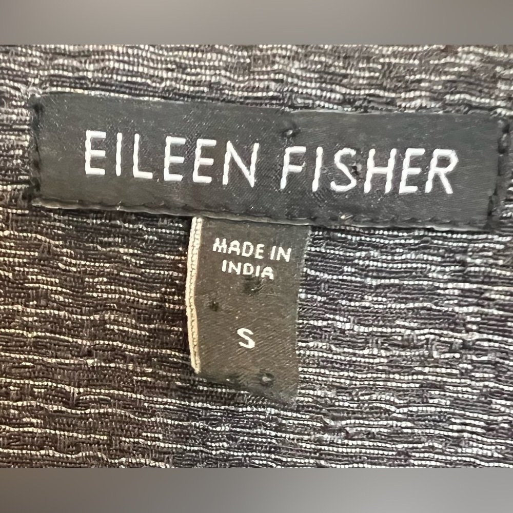 Eileen Fisher Textured Open Front Jacket Blazer Gray Black Size S - Picture 4 of 4